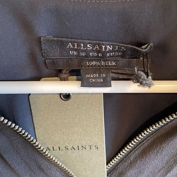 AllSaints Womens Lake Dress 6 Midi Length Tailored Fit Flare Color Block - Picture 7 of 7